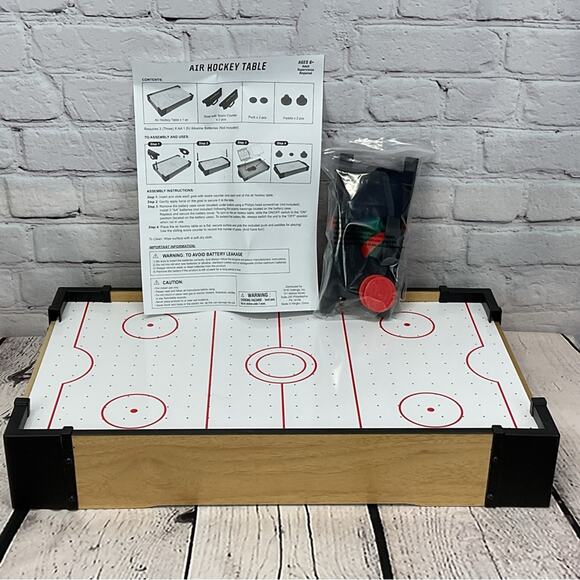 Tabletop Air Hockey Game Wooden 2 Players 20" Long Game Night Travel Vacation - Picture 4 of 4